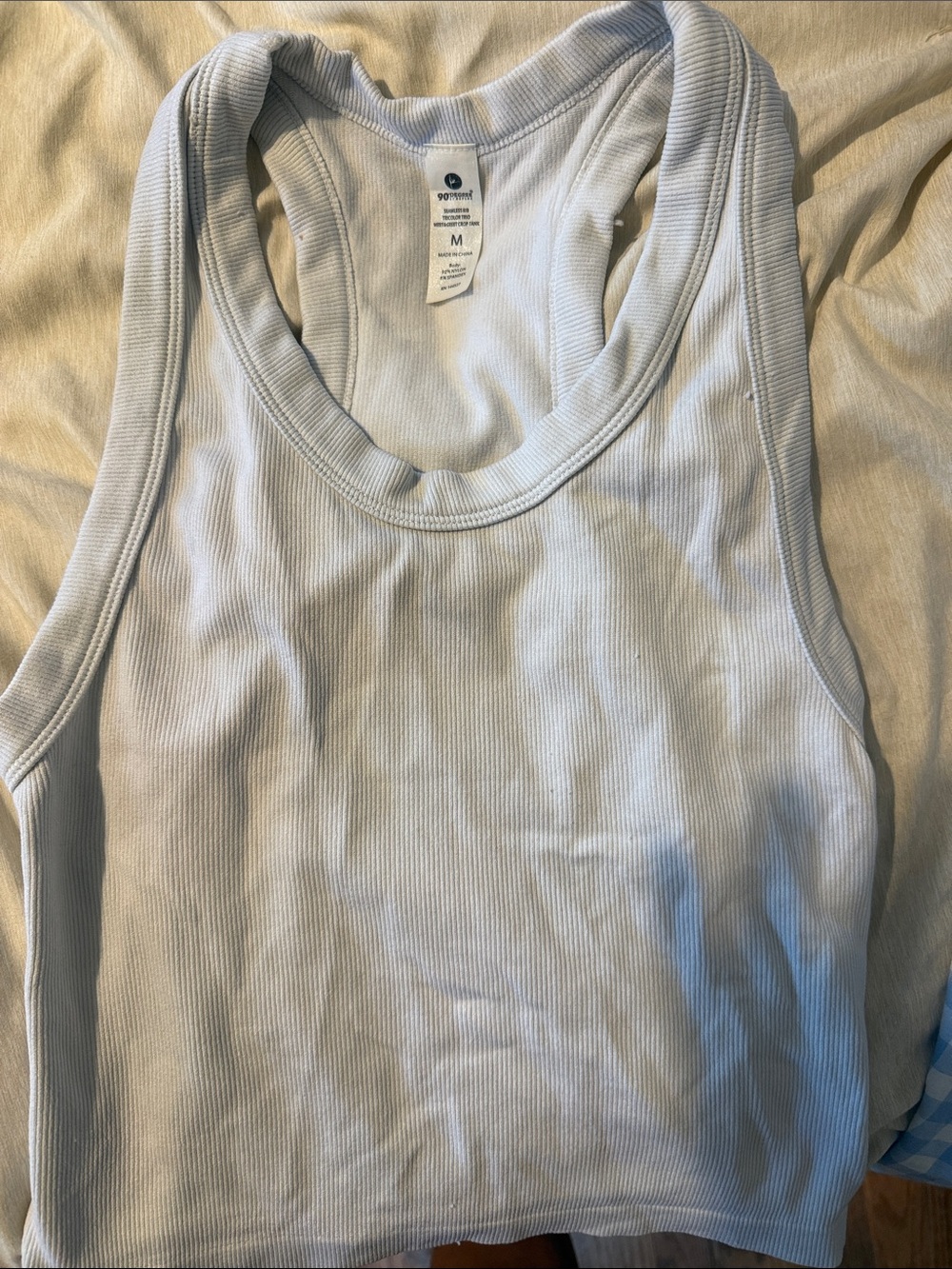 90 Degree By Reflex Light Blue Ribbed Tank Top